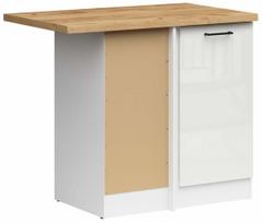 Kampinė virtuvės spintelė Junona Line, balta sp./gold craft oak sp./chalk gloss sp., 45 cm x 78.5 cm x 85.7 cm