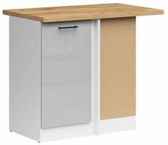 Kampinė virtuvės spintelė Junona Line Right, ąžuolo sp./light gray gloss sp., 45 cm x 78.5 cm x 85.7 cm