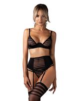 Obsessive Lune Bellis 3-pcs Crotchless Set Black XL/XXL