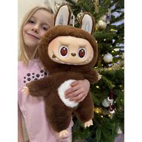 Didelis pliušinis Labubu monsters žaislas - rudas drakoniukas, 50cm