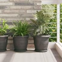 Apvalus gėlių vazonas 6 pcs Juoda Ø 30 x 25 cm Plastmasė