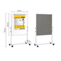 Mobilioji dvipusė lenta BI-OFFICE 100x100, baltoji magnetinė ir pilko veltinio, aliuminio rėmas