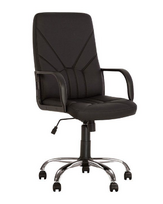 Vadovo kėdė NOWY STYL MANAGER STEEL Aluminum, oda, SP-A, juoda sp.