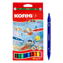 Flomasteriai dvipusiai KORES KORELLO 2 in 1, 10 vnt., dvipusiai
