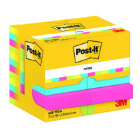 Lipnūs lapeliai POST-IT Energetic colours, 38 x 51 mm, įvairūs ryškūs atspalviai, 12 vnt./pak.