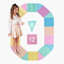 Ortopedinis sensorinis kilimėlis Ortek Mega Mix Puzzle (12 dalių + 8 sektoriai) PASTELINIS