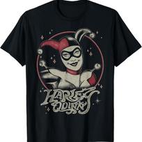 DC Comics Harley Quinn Tamsus Portretas Marškinėliai (2) S įvairiaspalvis