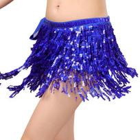 Moterų pilvo šokių sijono grandinėlė Kutas blizgučiai Dviejų sluoksnių suvarstomi Bohemian Clubwear Performance Mini Waist Wrap Latin Dance Practice trumpas sijonas
