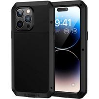 Tvirtas aliuminio metalinis dėklas, skirtas IPhone 16 15 14 13 12 11 ProMax, smūgiams atsparus Gorilla Glass metalinis dėklas, skirtas IPhone XS Max XR 7 8 For iPhone 16 Plus juoda