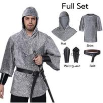 Viduramžių Riterio Templieriaus Cosplay Kostiumas Marškiniai Viduramžių Renesanso Apranga Kostiumas Filmo Cosplay Vintažinis Retro Vaidmenų Žaidimo Šventė XXL pilka