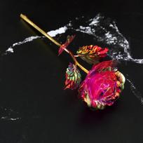 Viena 24k auksinė folijos rožė – kūrybinga gimtadienio dovana jai – Valentino dienos imitacinė gėlių dovana. 7-color flower single rožinė raudona spalva