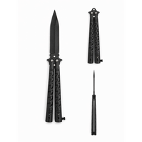 Butterfly treniruočių tipo peilis su aštria geležte - Black, 22cm