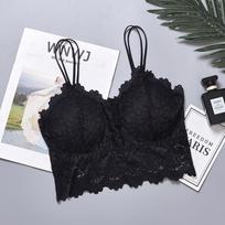 Sexy Lace Sling Underwear For Women's Bras Wireless Fashion Lady Inner Tops Backless Lingerie XL smėlis