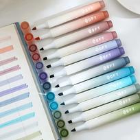 A Set of 12 Morandi Fluorescent Markers - Variety of Colors - For Note Taking, Drawing, Crafting & Journaling on Whiteboards & Calendars
