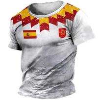 Retro Ispanijos Vėliava Nacionalinis Herbas 3D Spausdinimo Marškinėliai Trumpomis Rankovėmis Apvalia Kaklo Iškirpte Harajuku Gatvės Stiliaus Vyriški Marškinėliai 6XL