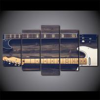 Tapyba Sienų Menas Modulinis Plakatas 5 Paneliai Gitara Muzika Vintažinis HD Spausdintas Modernus Drobė Svetainės Paveikslai Namų Dekoravimas 20x35cm*2  20x45cm*2  20x55cm*1 gray
