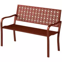 2 Vietų Sodo Suolas, Atsparus Oro Sąlygoms | Sodo Baldai su Atlošu ir Porankiais, Parko Suolas, Maksimali Apkrova 240 kg, Skirtas Balkonui, Terasai, Sodui, 127 x 63 x 85 cm, Raudonas