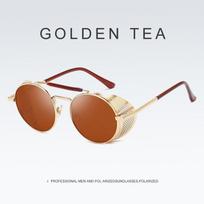 UV400 Steampunk akiniai nuo saulės vyrams moterims Retro apvalūs varlės veidrodėliai Metalinis skydas Vėjo skydelis Akiniai Madingas Asmenybė Sunglasses