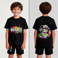 Cartoon Game Printed Kids T Shirt and Shorts 2 Piece Set Summer Casual Outfit for Boys and Girls Childrens Clothing 100