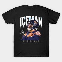 Men Black Print T-shirt Caleb-Williams No-Cut Transfer Paper Print Cotton Tshirt L juoda