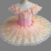 Adult Kids Flower Girls Professional Ballet Tutu Dress Women Princess Platter Pancake Swan Lake Ballerina Stage Dance Costume 100 rožinė