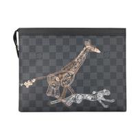Louis Vuitton Pochette Voyage Mm Tiger Pattern Checkered Passport Stamp Style Monogram Canvas With Leather Trim Toiletry Bag Clutch Medium N64605 Box(Basic Set+Box)