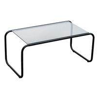 Juodos spalvos kavos staliukas su stikliniu stalviršiu 40x80 cm Ventana – Leitmotiv