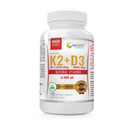 WISH Pharmaceutical Vitamin K2 Mk-7 200mcg + D3 100mcg in MCT oil 120 softgels