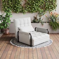 4-in-1 miegamasis fotelis su bouclé audiniu reguliuojamas fotelis sofa ir svečių lova