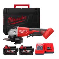 4933492646 MILWAUKEE BEŠEPETĖLIS KAMPINIS ŠLIFUOKLIS M18 BLSAG125XPD-402X (125 MM, 2X 4.0 AH)