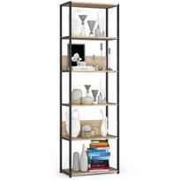 Knygų lentyna Akord Loft 600, juoda sp./sonoma ąžuolo sp., 192 cm x 60 cm x 32 cm