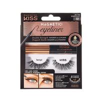 Magnetinės blakstienos, rinkinys Kiss Magnetic Tempt, 2 vnt., juoda sp.