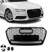 RS išvaizdos Priekinės Grotelės skirtos Audi A7 / S7 C7.5 (14-18) facelift, juodos blizgios
