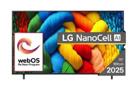Televizorius LG, 75 colių, 4K, Ultra HD, Smart TV, Wi-Fi, Juoda (75NANO80A3B)