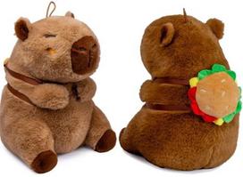 Kawaii - Capybara With Burger Backpack Pliušinis Žaislas | 35 cm