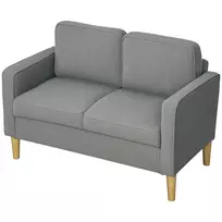 Šviesiai Pilka Sofa 2 Sėdimų Vietų su Porankiu ir Daiktadėže | Medinėmis Kojomis, 117 x 63 x 79 cm