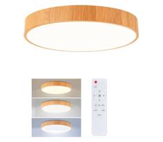 Brilagi - LED dimeriuojamas lubinis šviestuvas POOL LED/36W/230V skersmuo 30 cm medžio dekoras + su nuotoliniu pultu