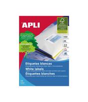 Lipnios etiketės APLI, 63,5 x 38,1 mm suapvalinti kamp., A4, 21 lipdukai lape, 25 lapai, balta