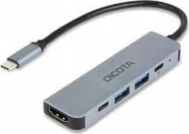 Dicota D32060 5-in-1 4K PD 100 W USB Type-C Video Hub Silver