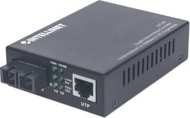 Intellinet Gigabit Ethernet Single Mode Media Converter, 10/100/1000Base-T to 1000Base-Lx (SC) Single-Mode, 20km (Euro 2-pin plug)