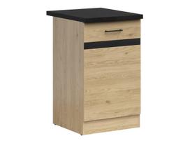 Apatinė virtuvinė spintelė Junona Line, ąžuolo sp./juoda sp., 47 cm x 50 cm x 85.7 cm