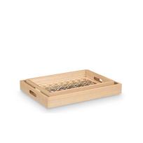 Padėklai GIFTDECOR 11222 Mediniai su stiklu 2 vnt.