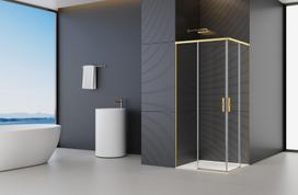 Dušo kabina Firenze Gold 90x90x195cm Skaidrus stiklas 6mm Šlifuoto aukso profilis