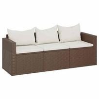 Trivietė sodo sofa，Lauko sofa su pagalvėlėmis, rudos spalvos, poliratanas CFE94233