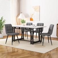 Valgomojo stalo rinkinys 120x70 cm su 4 tamsiai pilkomis aksominėmis kėdėmis, juodas rėmas