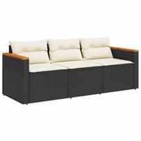 Trivietė sodo sofa，Lauko sofa su pagalvėlėmis, juodos spalvos, poliratanas CFE12960