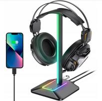 Ausinių stovas su RGB apšvietimu, įkrovikliu ir USB