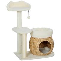 Katinų draskyklė 79 cm, lova, žaislai, sisal stulpai, kremas