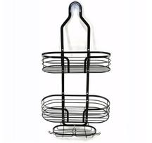 Kabinama dušo lentynėlė Retoo dviguba, juoda, metalinė, 26x11x55,5 cm