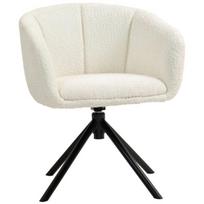 Lauko/vidaus sukamas krėslas, porankiai, linai, metalinės kojos, 360° sukimas, kremas